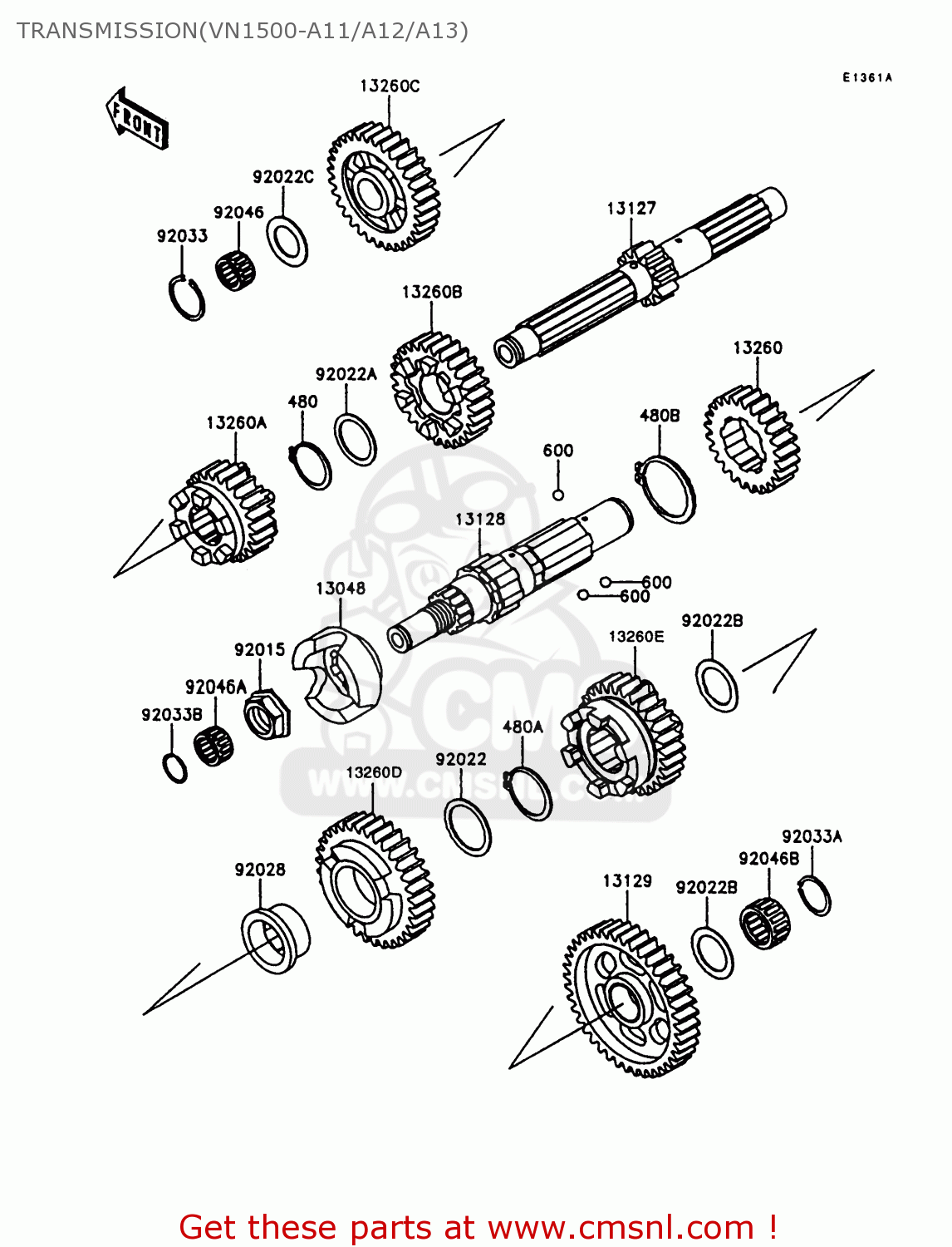 TRANSMISSION(VN1500-A11/A12/A13) VN1500A13 VULCAN 1500 1999 USA CALIFORNIA