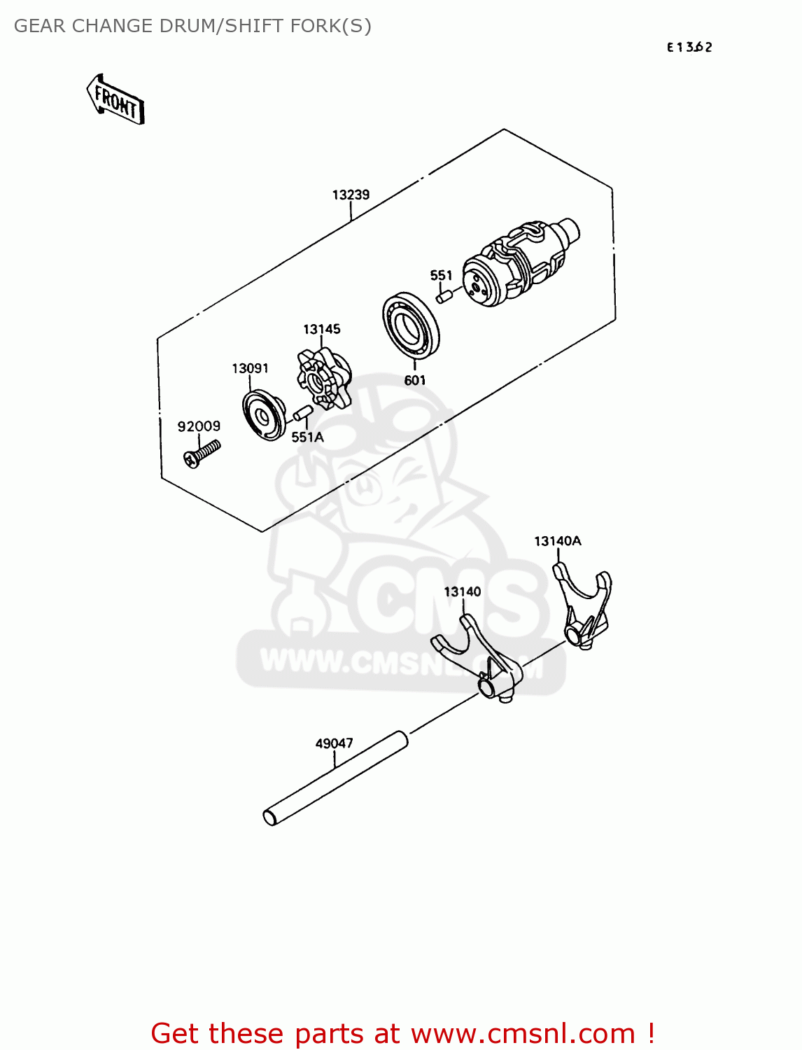 GEAR CHANGE DRUM/SHIFT FORK(S) VN1500A13 VULCAN 1500 1999 USA CALIFORNIA