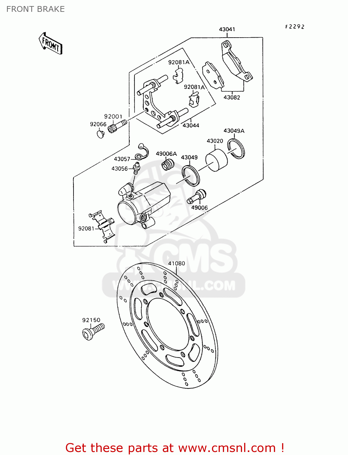 FRONT BRAKE VN1500A13 VULCAN 1500 1999 USA CALIFORNIA