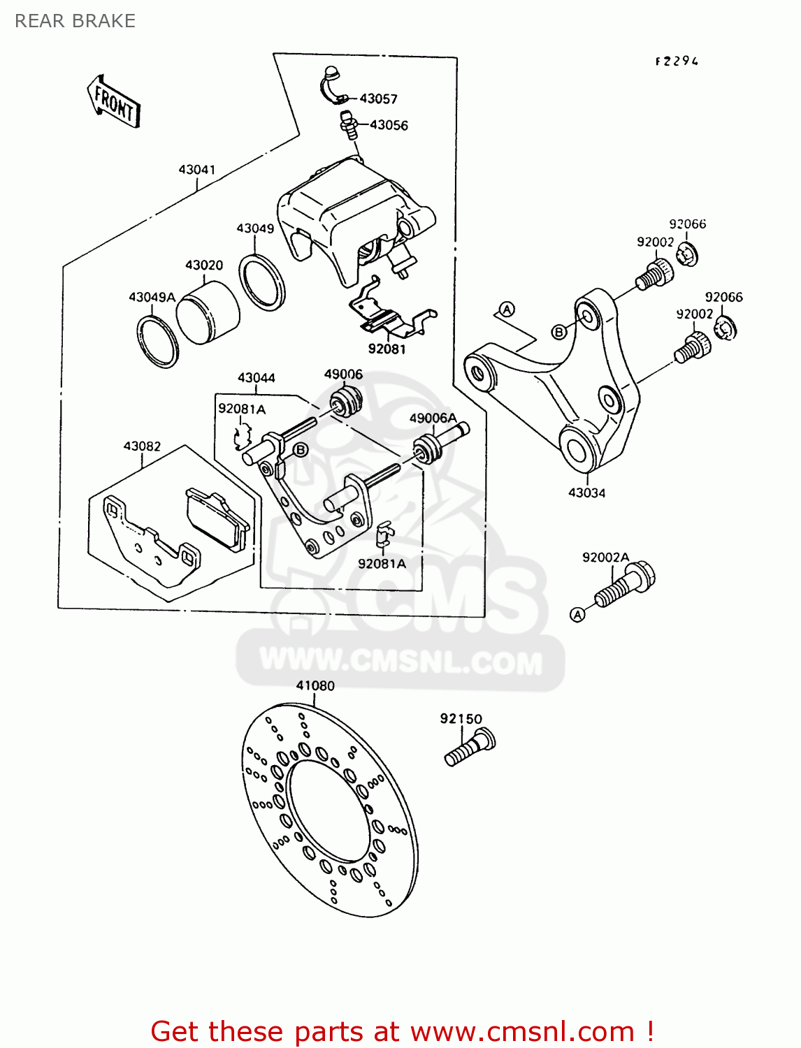 REAR BRAKE VN1500A13 VULCAN 1500 1999 USA CALIFORNIA