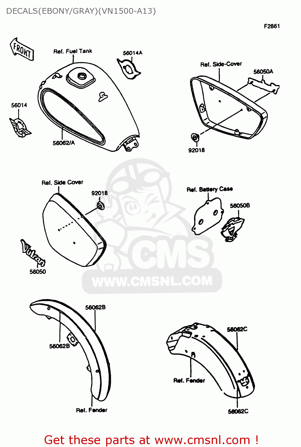 DECALS(EBONY/GRAY)(VN1500-A13) VN1500A13 VULCAN 1500 1999 USA CALIFORNIA