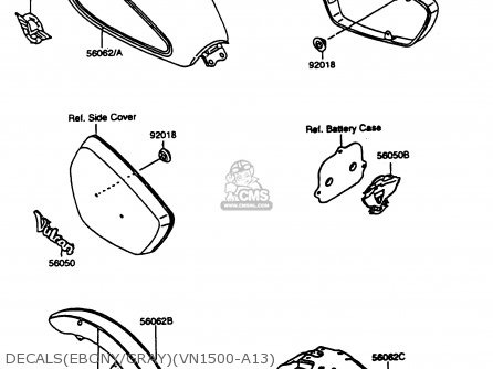 DECALS(EBONY/GRAY)(VN1500-A13) - VN1500A13 VULCAN 1500 1999 USA CALIFORNIA