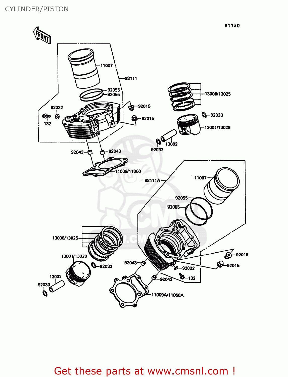 CYLINDER/PISTON VN1500A2 VN15 1988 EUROPE FR FG IT SD ST