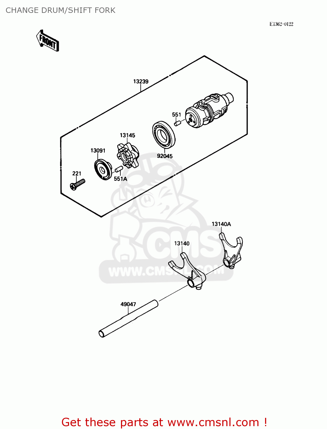 CHANGE DRUM/SHIFT FORK VN1500A2 VULCAN 88 1988 USA CALIFORNIA CANADA