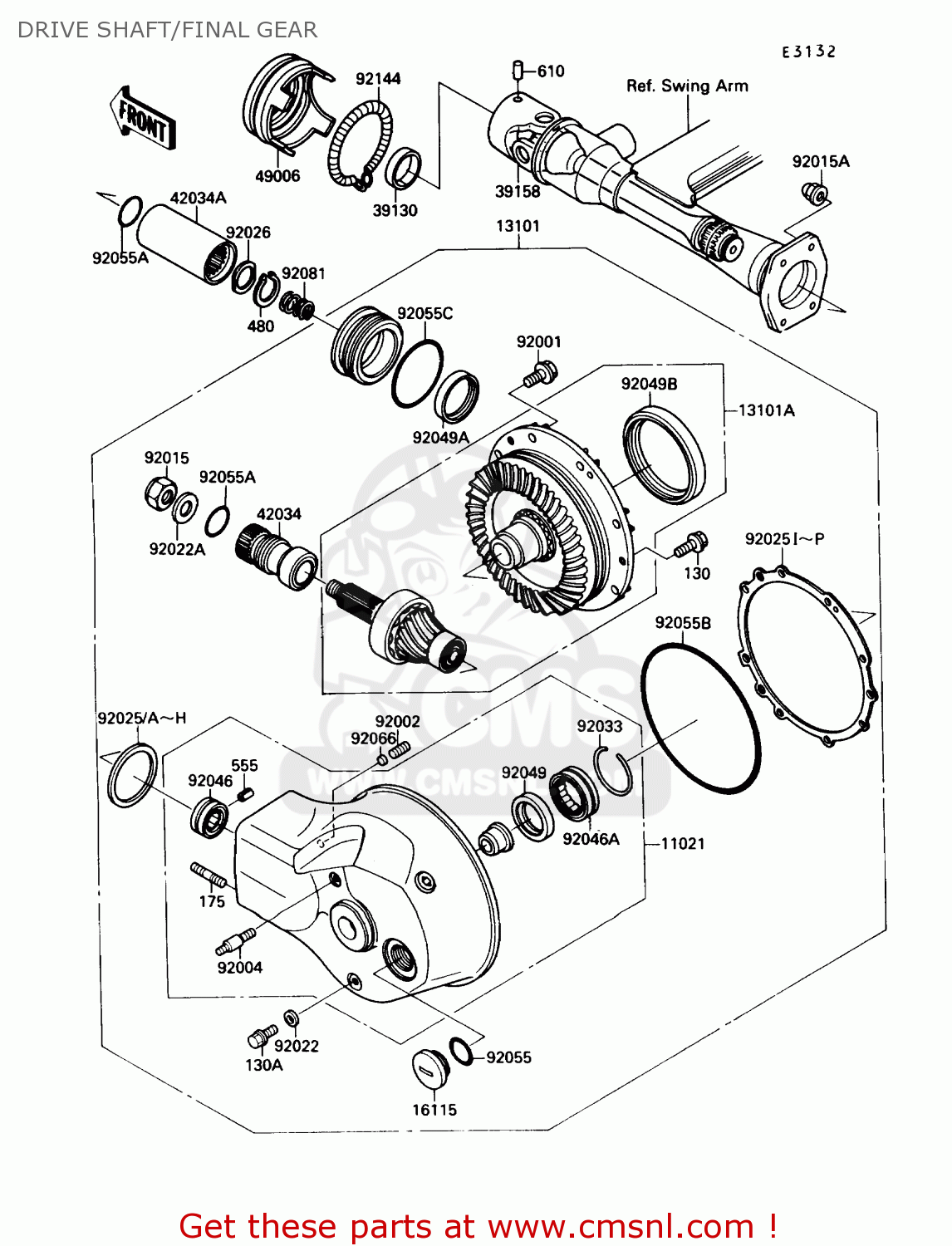 DRIVE SHAFT/FINAL GEAR VN1500A2 VULCAN 88 1988 USA CALIFORNIA CANADA