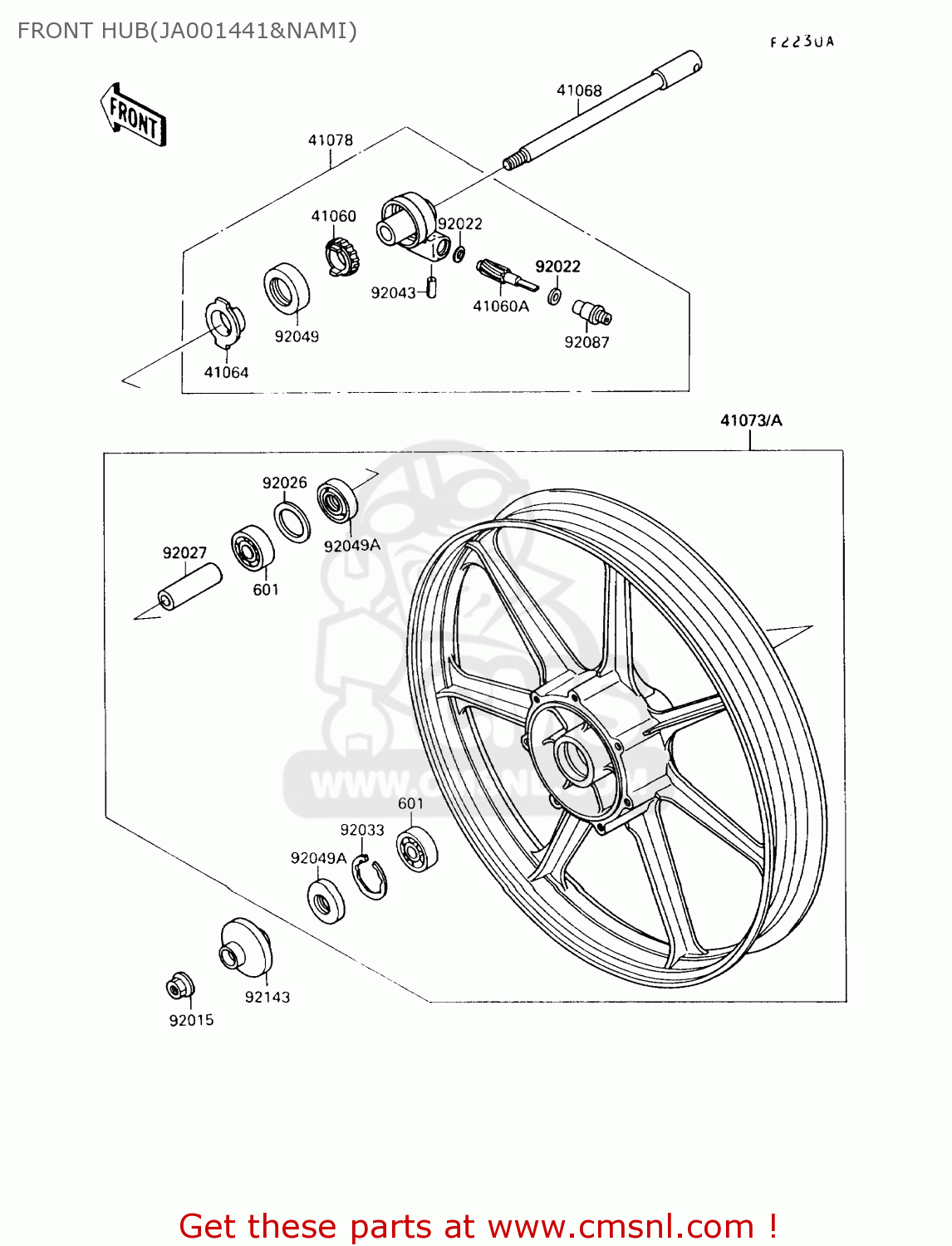 FRONT HUB(JA001441&NAMI) VN1500A2 VULCAN 88 1988 USA CALIFORNIA CANADA