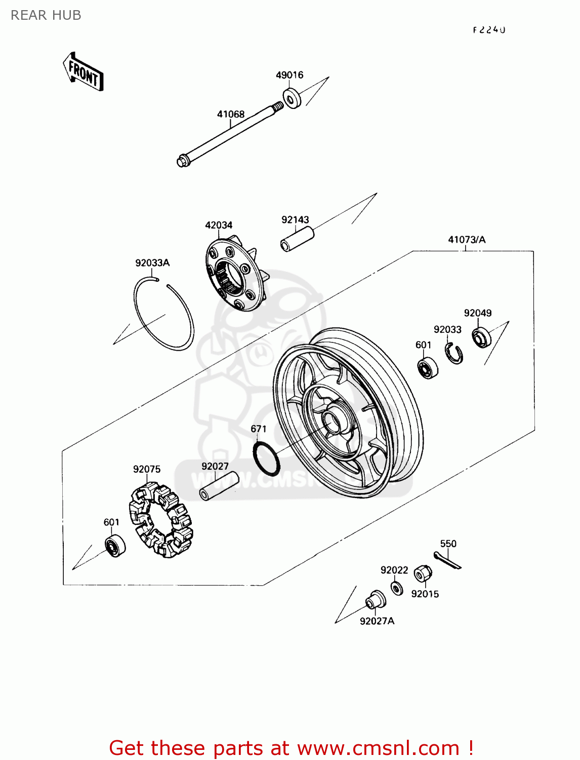 REAR HUB VN1500A2 VULCAN 88 1988 USA CALIFORNIA CANADA