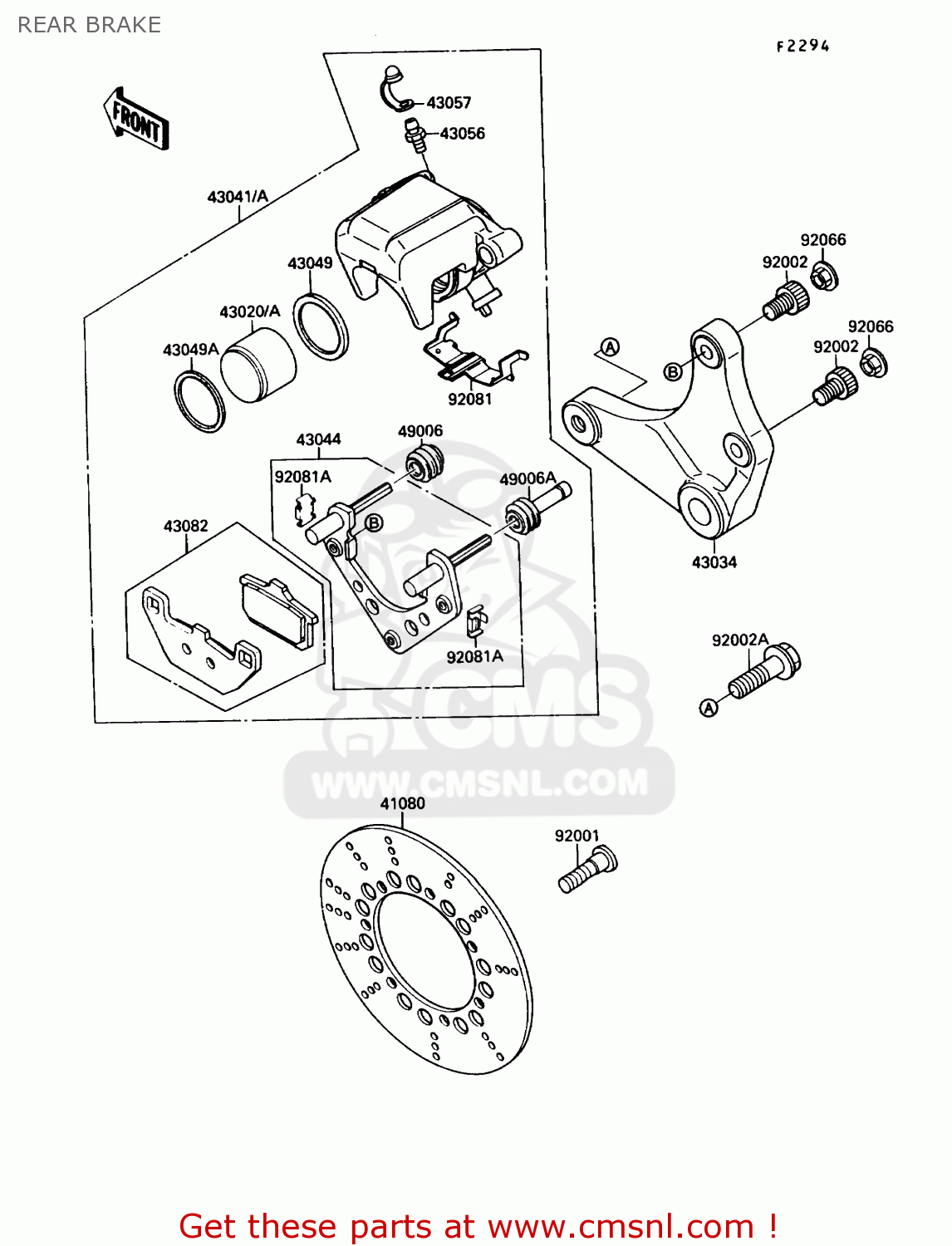 REAR BRAKE VN1500A2 VULCAN 88 1988 USA CALIFORNIA CANADA