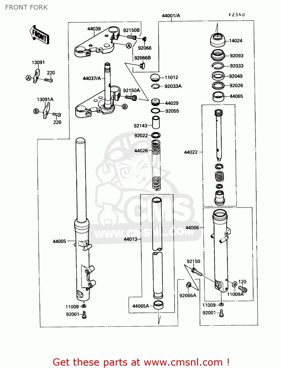 FRONT FORK VN1500A2 VULCAN 88 1988 USA CALIFORNIA CANADA
