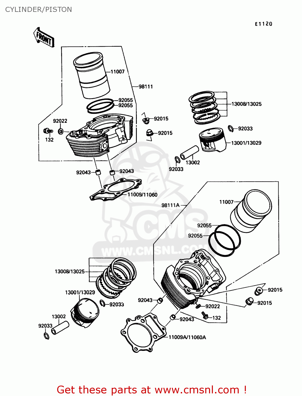CYLINDER/PISTON VN1500A3 VULCAN 88 1989 USA CALIFORNIA CANADA