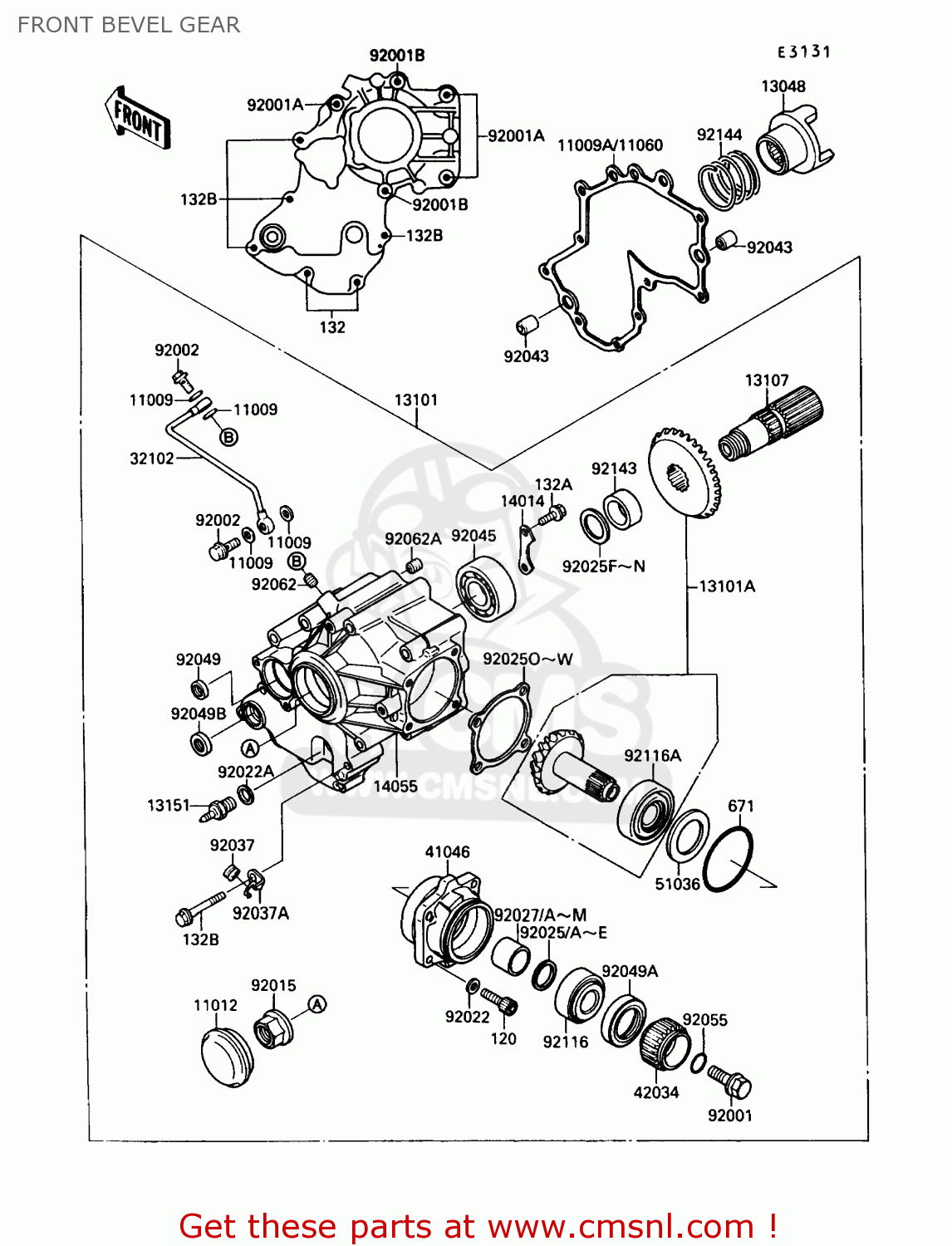 FRONT BEVEL GEAR VN1500A3 VULCAN 88 1989 USA CALIFORNIA CANADA