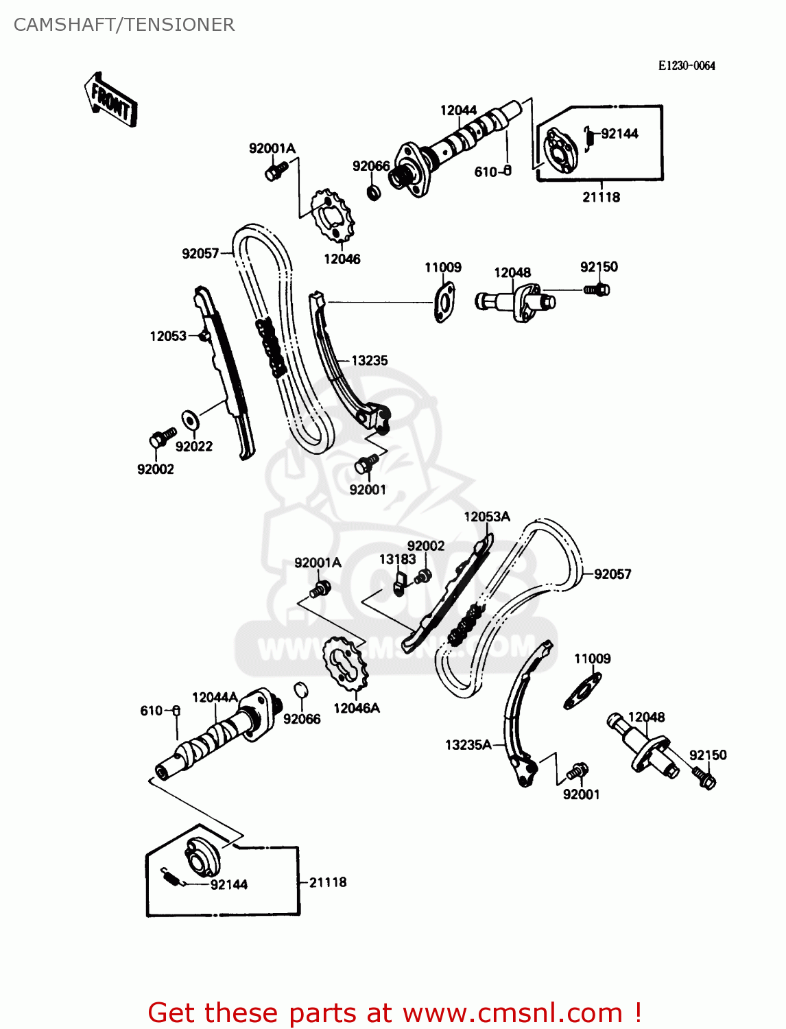 CAMSHAFT/TENSIONER VN1500A4 VULCAN 88 1990 USA CALIFORNIA