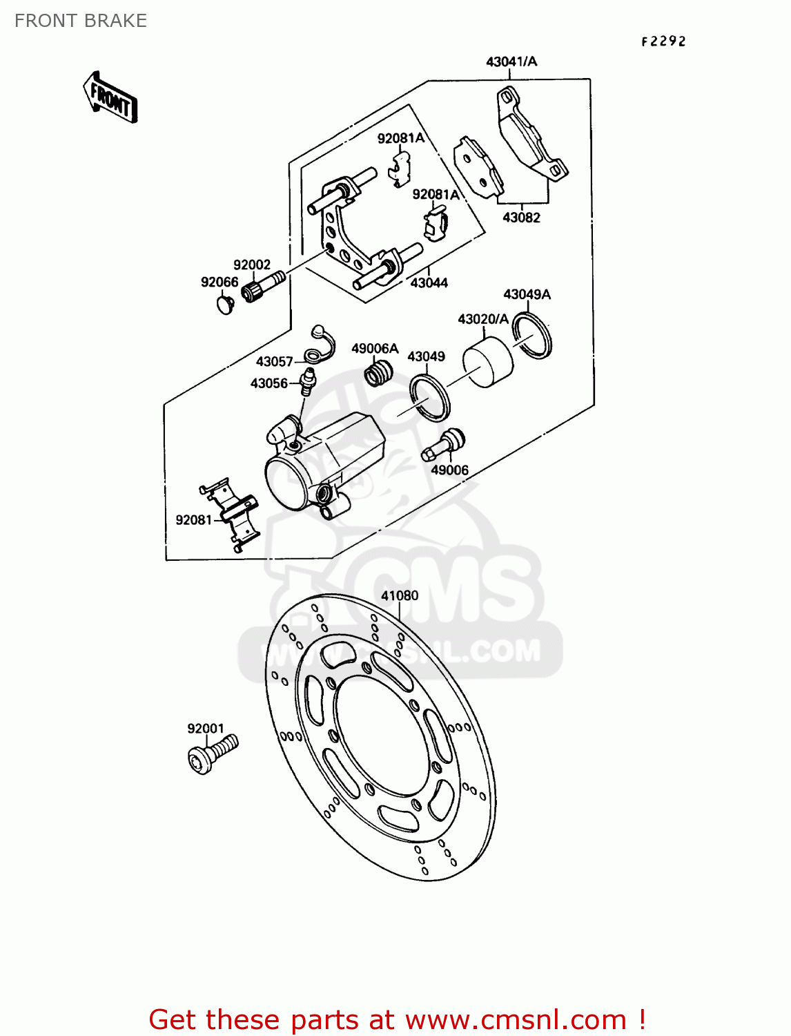FRONT BRAKE VN1500A4 VULCAN 88 1990 USA CALIFORNIA