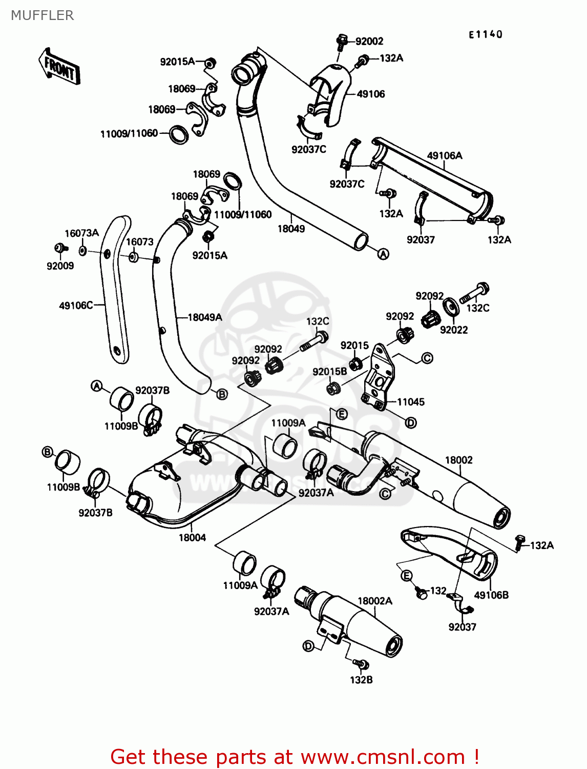 MUFFLER VN1500A5 VULCAN 88 1991 USA CALIFORNIA