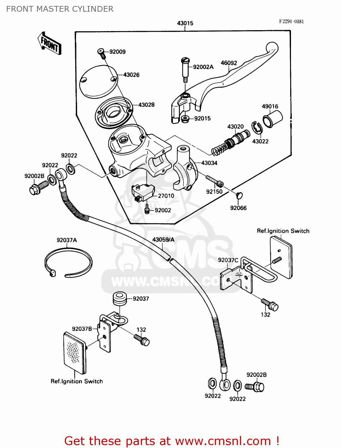 FRONT MASTER CYLINDER VN1500A5 VULCAN 88 1991 USA CALIFORNIA