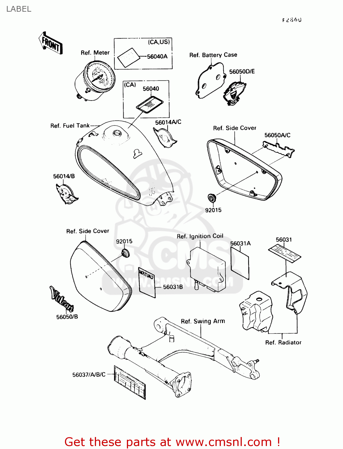 LABEL VN1500A5 VULCAN 88 1991 USA CALIFORNIA