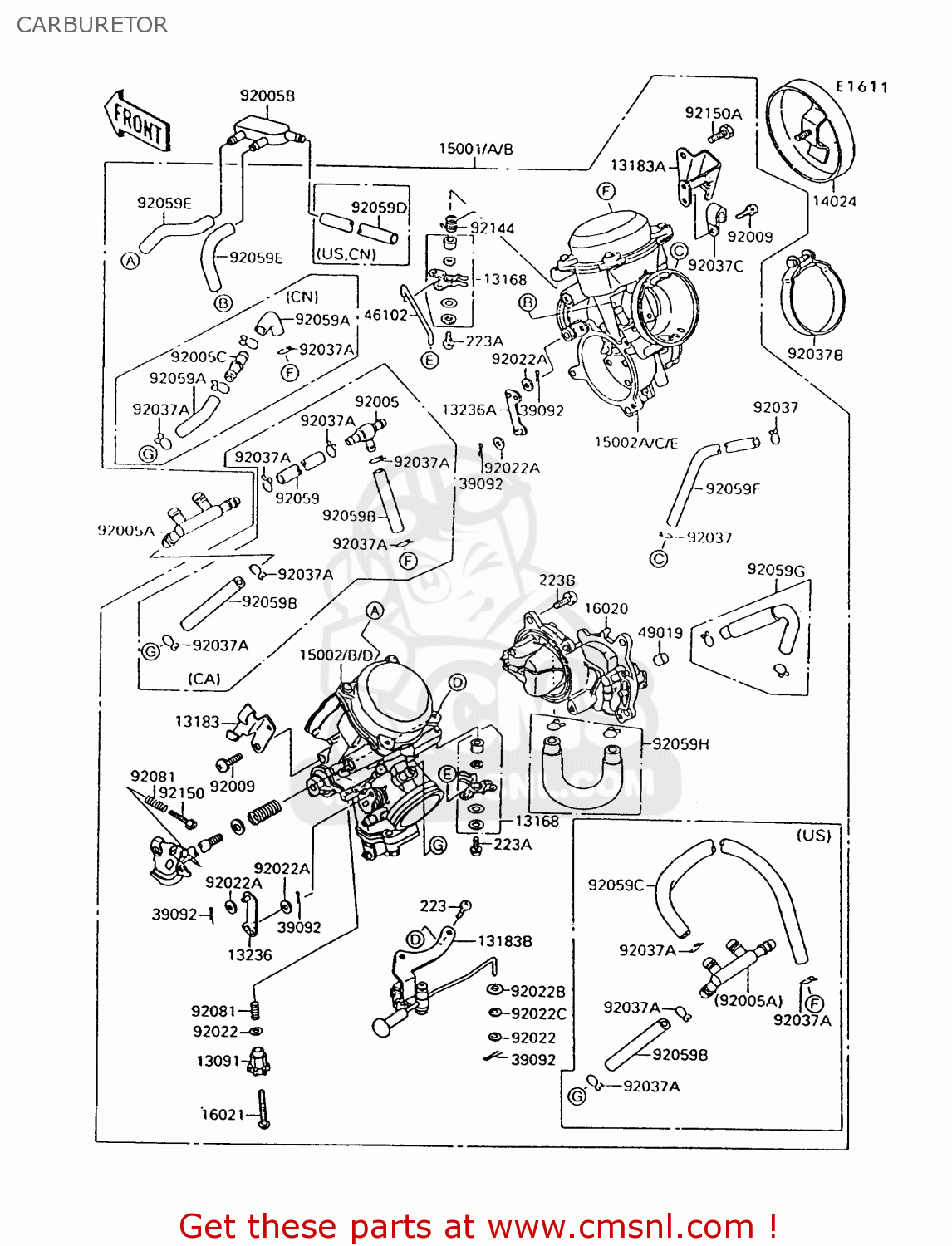 CARBURETOR VN1500A6 VULCAN 88 1992 USA CALIFORNIA CANADA