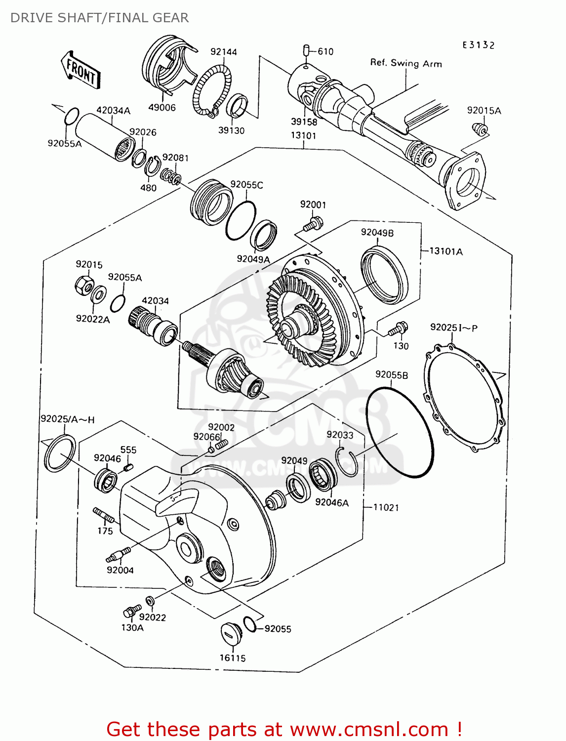 DRIVE SHAFT/FINAL GEAR VN1500A6 VULCAN 88 1992 USA CALIFORNIA CANADA