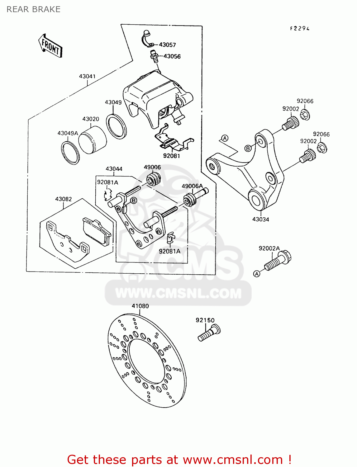 REAR BRAKE VN1500A6 VULCAN 88 1992 USA CALIFORNIA CANADA