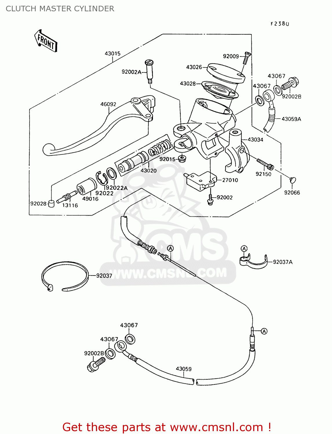 CLUTCH MASTER CYLINDER VN1500A6 VULCAN 88 1992 USA CALIFORNIA CANADA