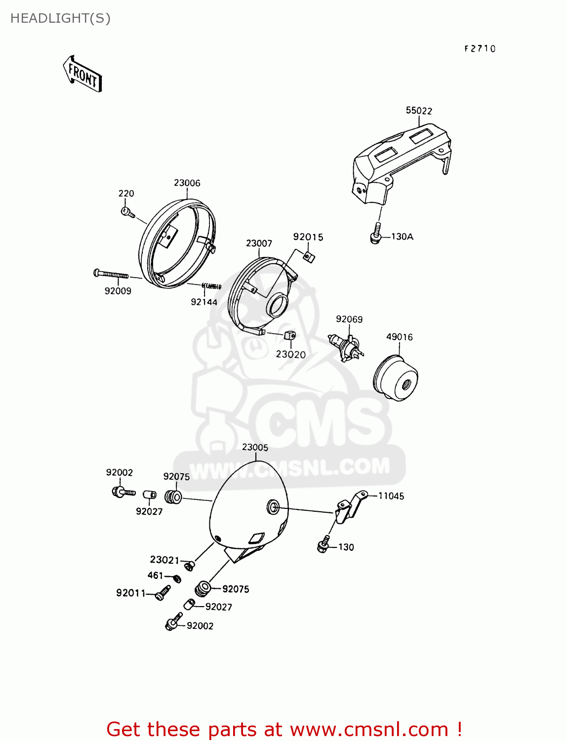 HEADLIGHT(S) VN1500A6 VULCAN 88 1992 USA CALIFORNIA CANADA