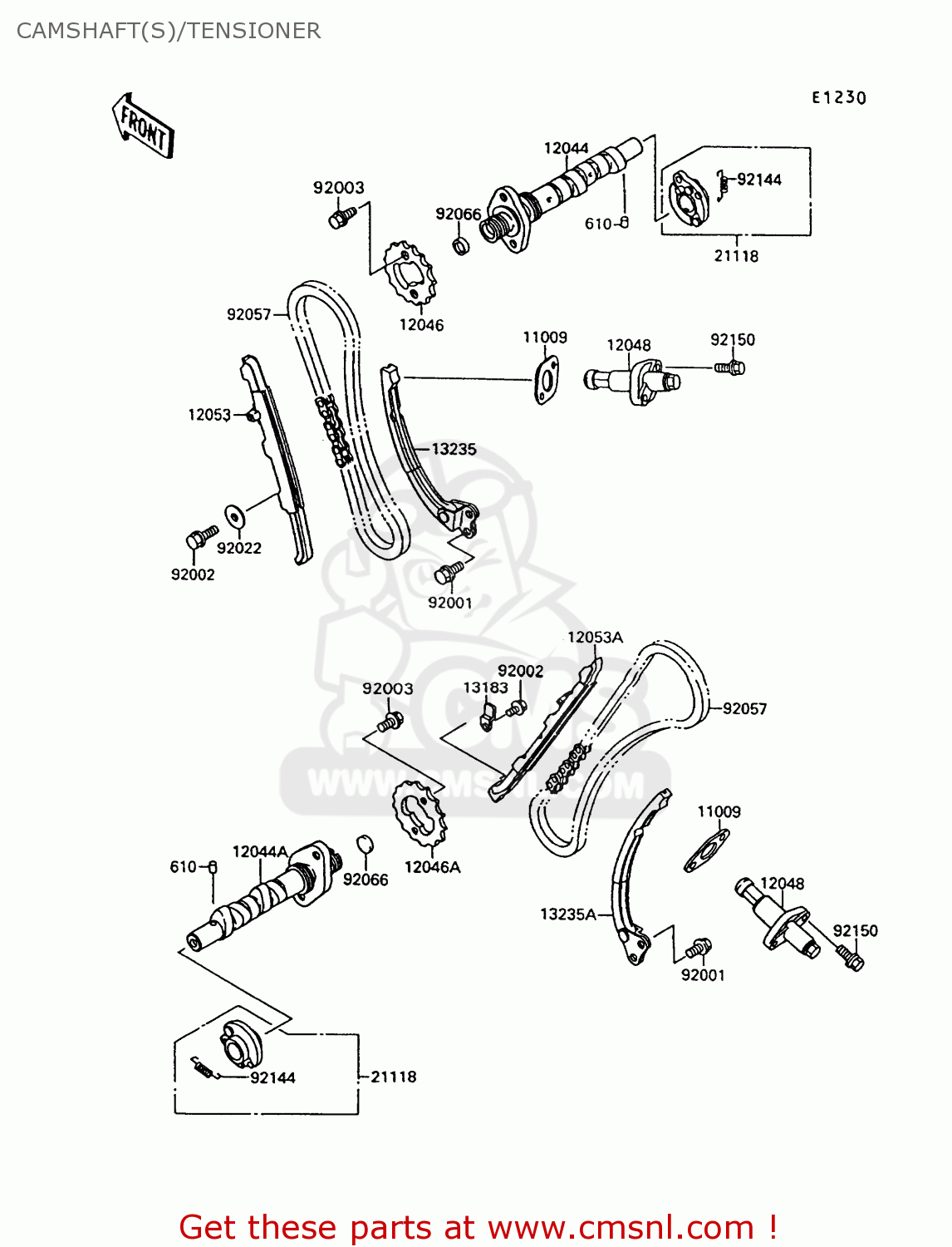 CAMSHAFT(S)/TENSIONER VN1500A7 VULCAN 88 1993 USA CALIFORNIA CANADA