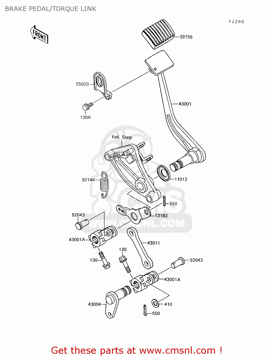 BRAKE PEDAL/TORQUE LINK VN1500A7 VULCAN 88 1993 USA CALIFORNIA CANADA