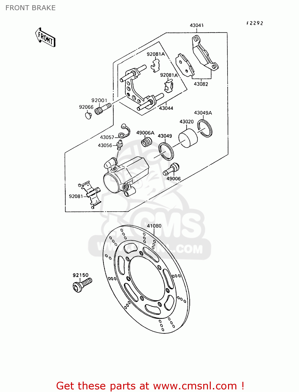 FRONT BRAKE VN1500A7 VULCAN 88 1993 USA CALIFORNIA CANADA