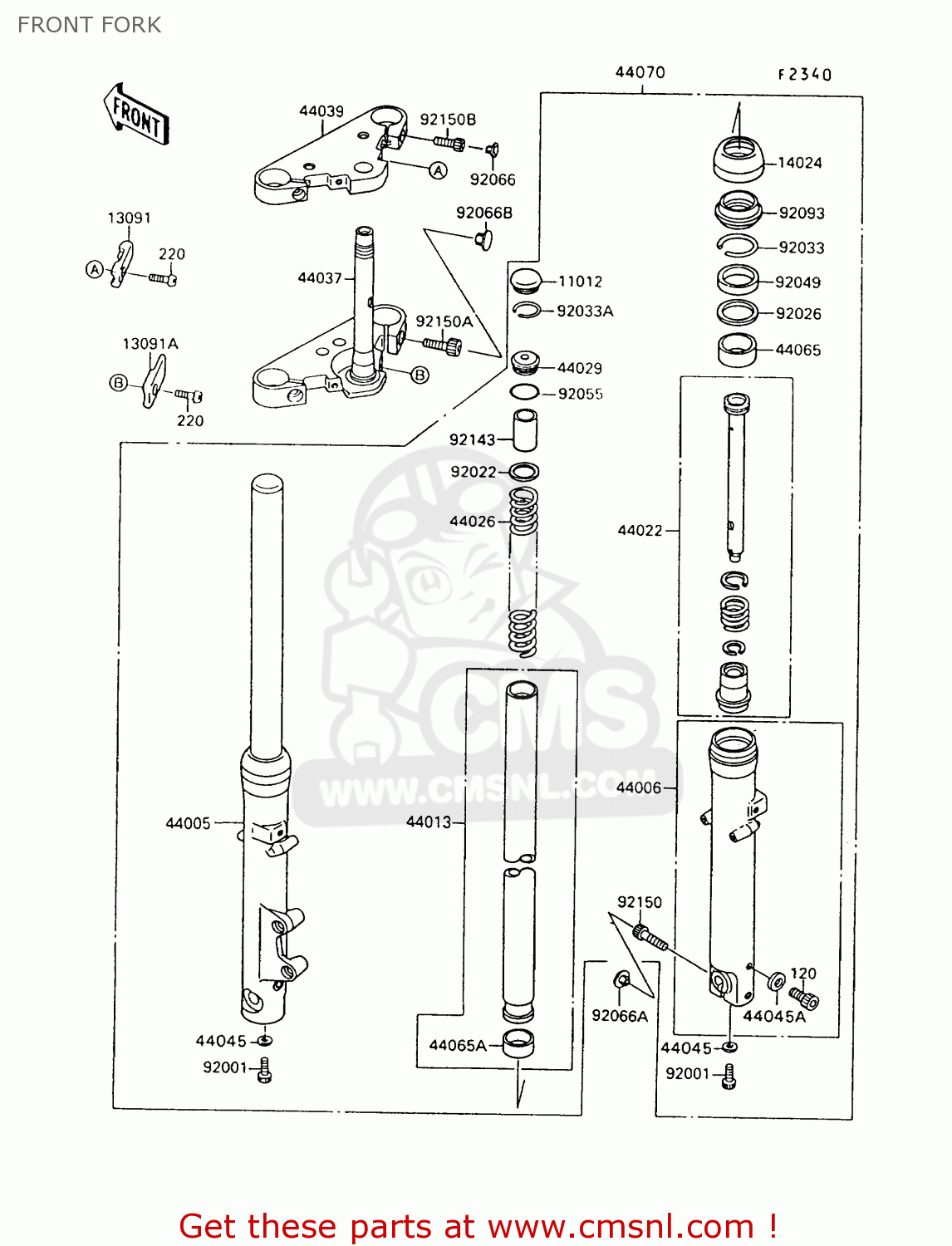 FRONT FORK VN1500A7 VULCAN 88 1993 USA CALIFORNIA CANADA