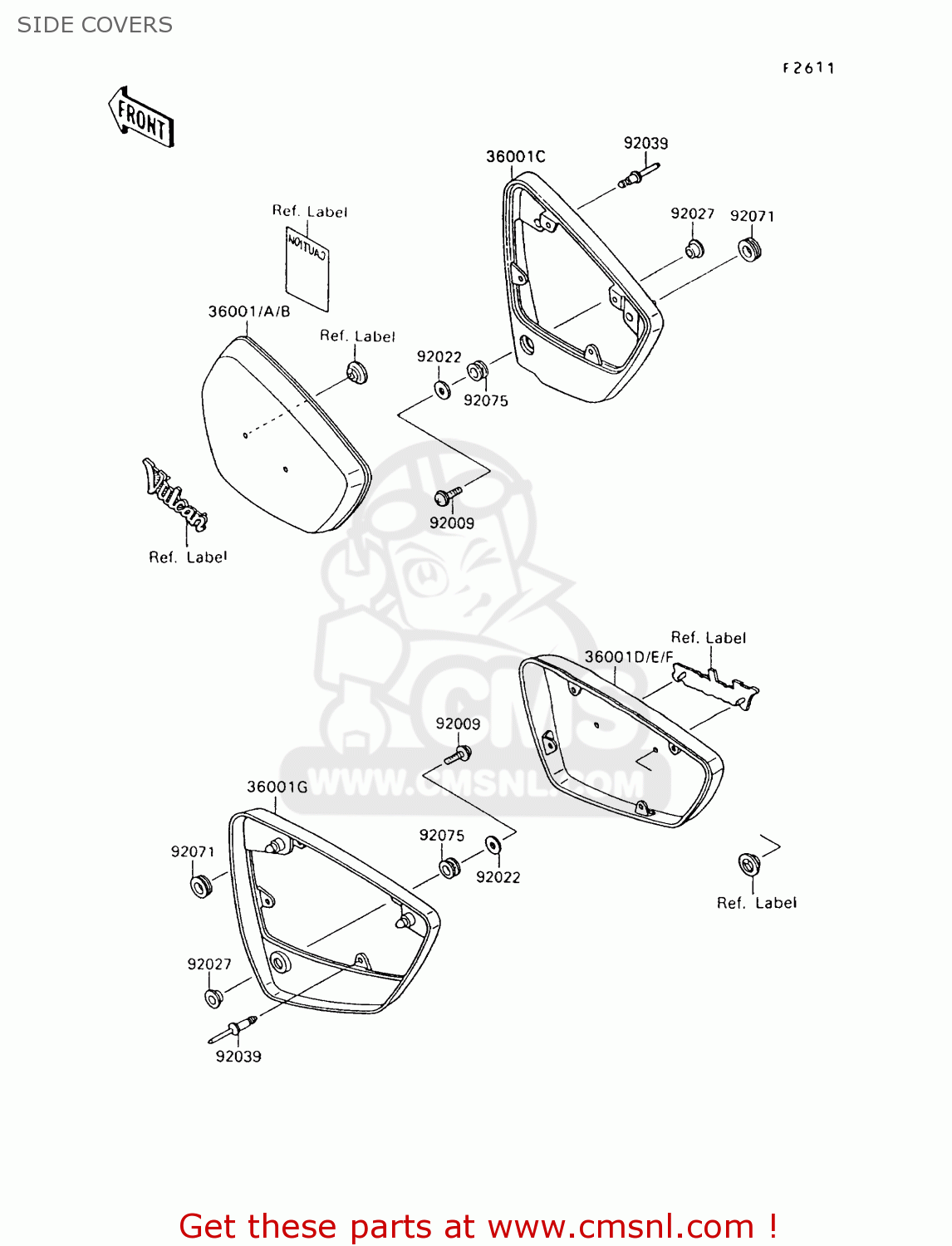 SIDE COVERS VN1500A7 VULCAN 88 1993 USA CALIFORNIA CANADA