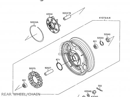 REAR WHEEL/CHAIN - VN1500A7 VULCAN 88 1993 USA CALIFORNIA CANADA