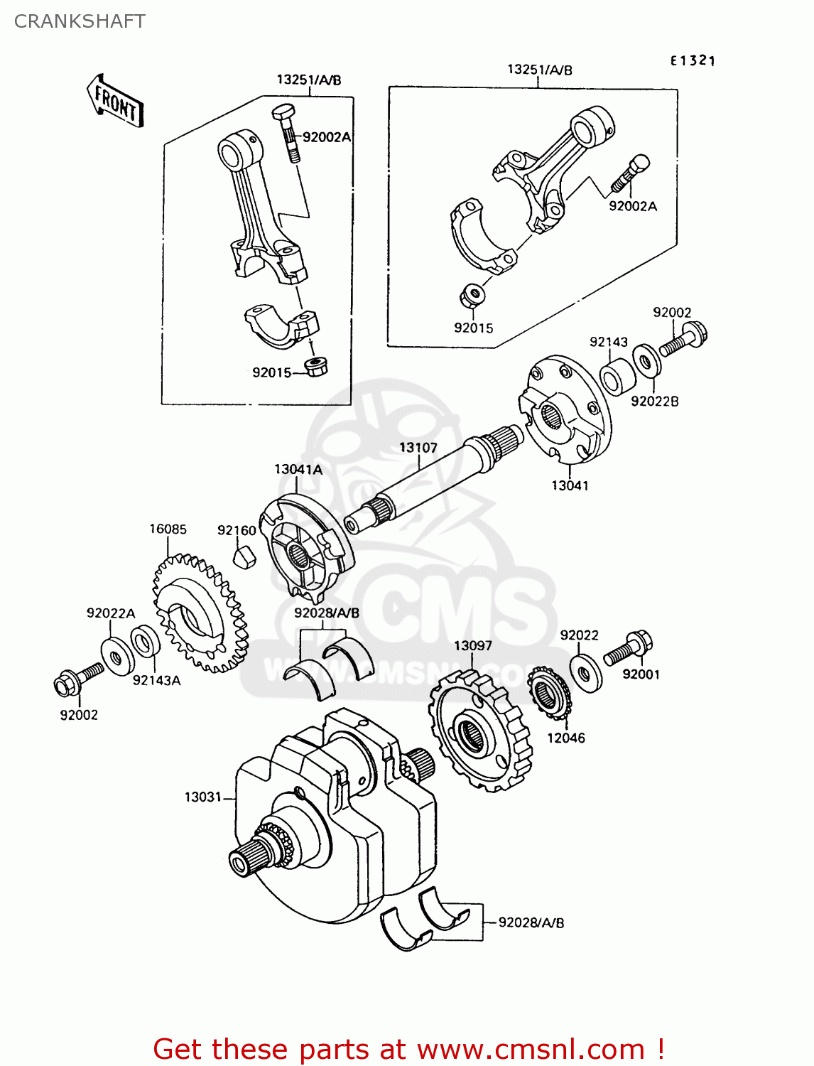 CRANKSHAFT VN1500A8 VULCAN 88 1994 USA CALIFORNIA CANADA