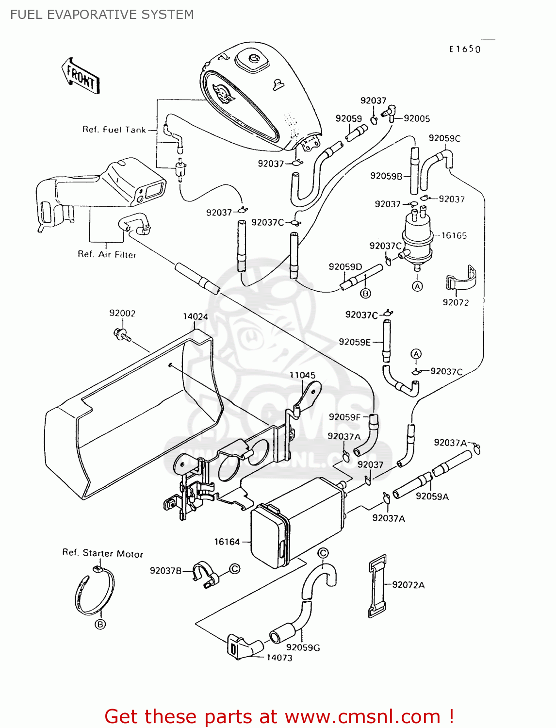 FUEL EVAPORATIVE SYSTEM VN1500A8 VULCAN 88 1994 USA CALIFORNIA CANADA