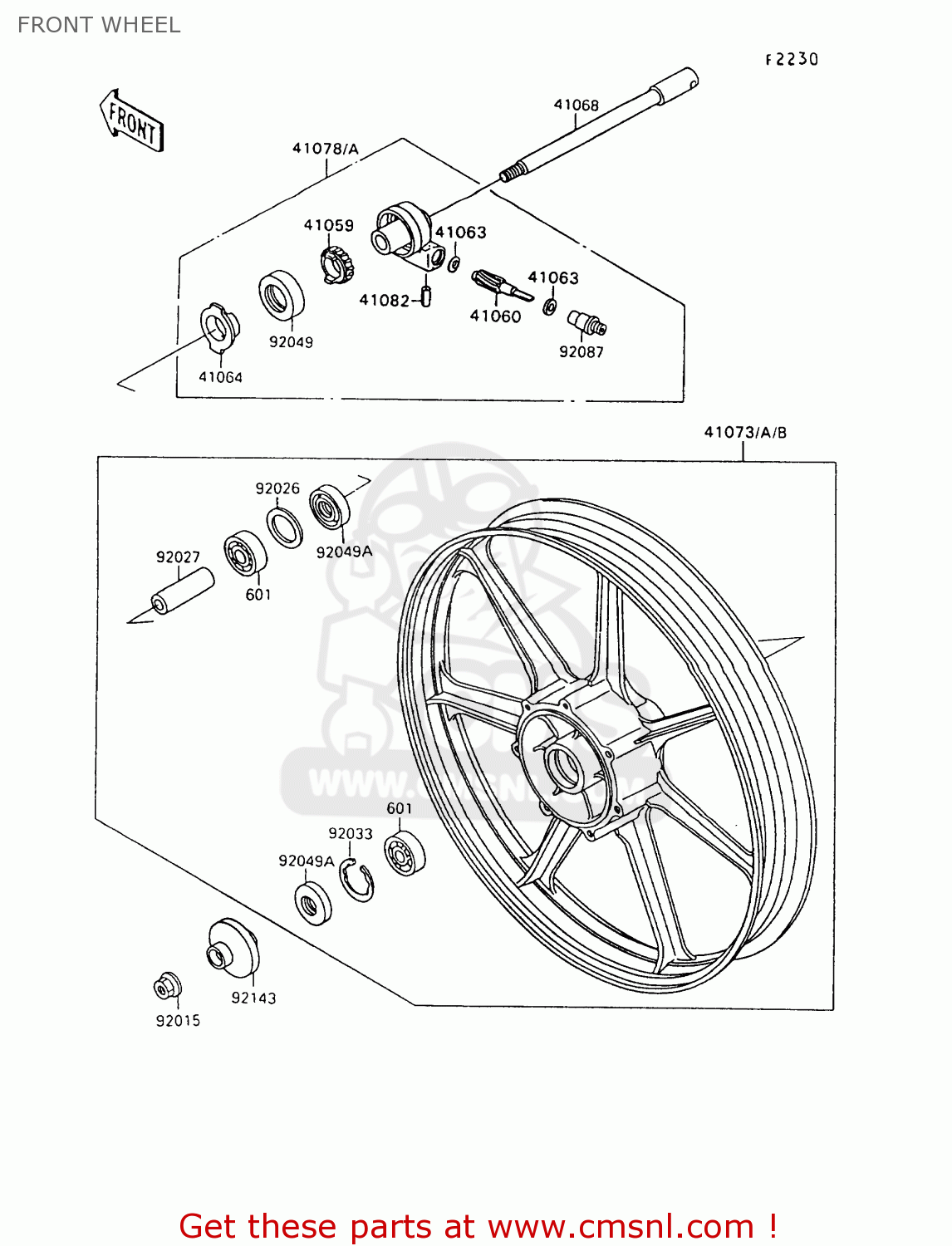 FRONT WHEEL VN1500A8 VULCAN 88 1994 USA CALIFORNIA CANADA