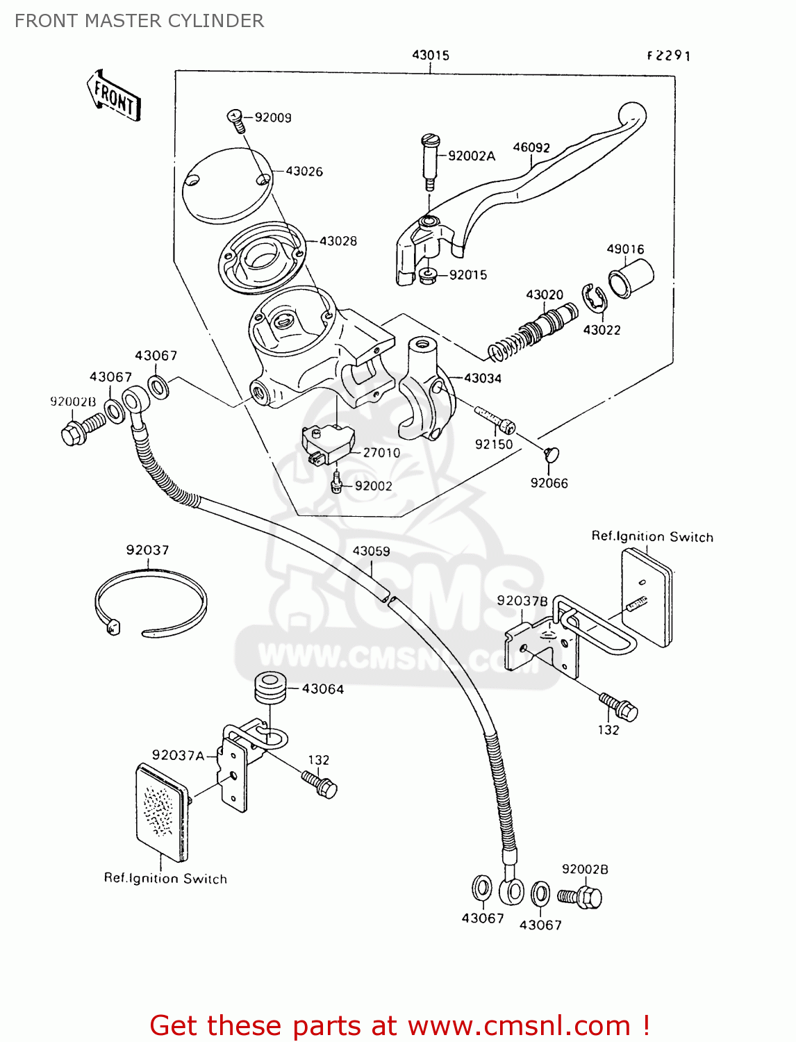 FRONT MASTER CYLINDER VN1500A8 VULCAN 88 1994 USA CALIFORNIA CANADA