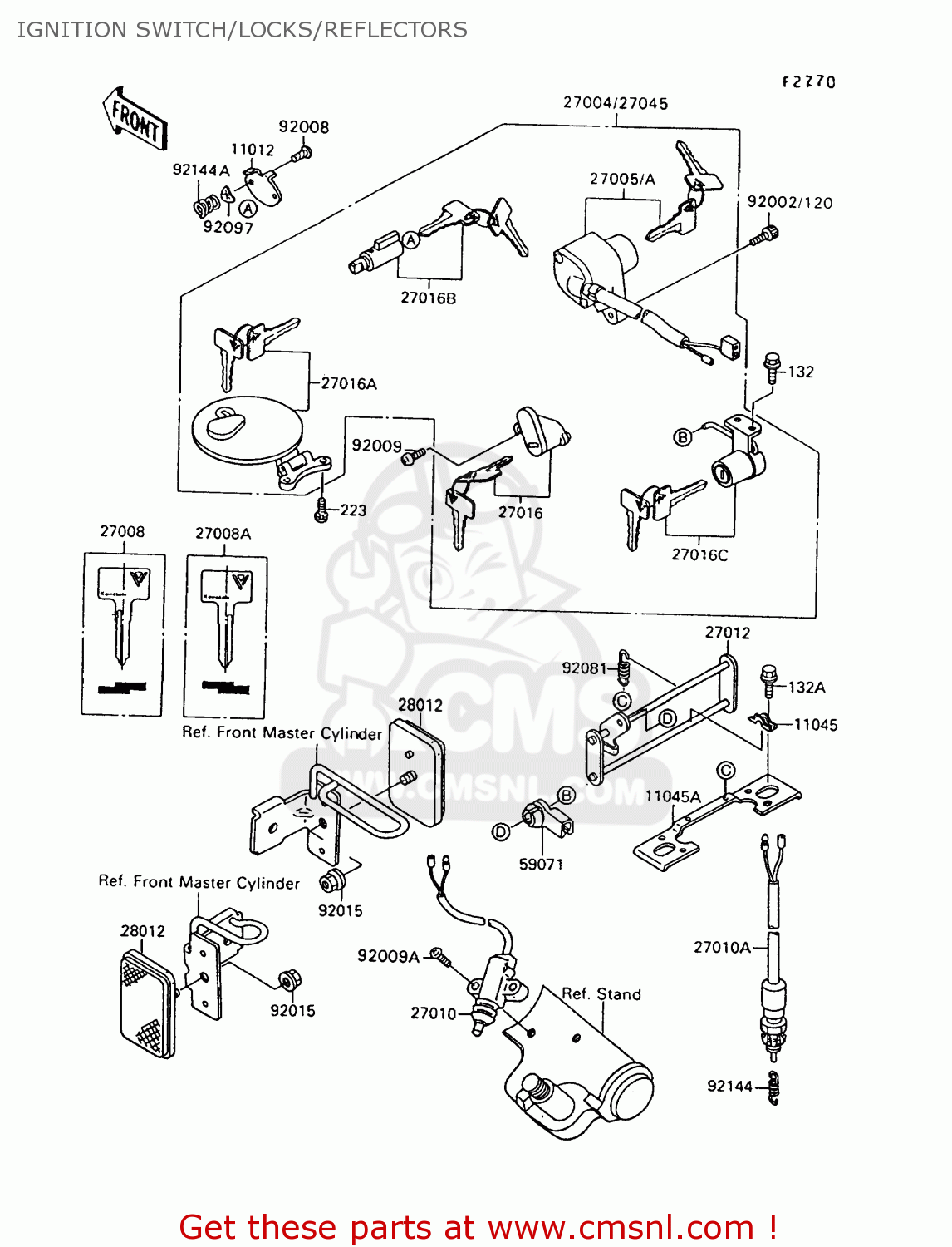 IGNITION SWITCH/LOCKS/REFLECTORS VN1500A8 VULCAN 88 1994 USA CALIFORNIA CANADA