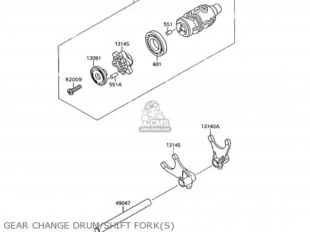 GEAR CHANGE DRUM/SHIFT FORK(S) - VN1500A8 VULCAN 88 1994 USA CALIFORNIA CANADA