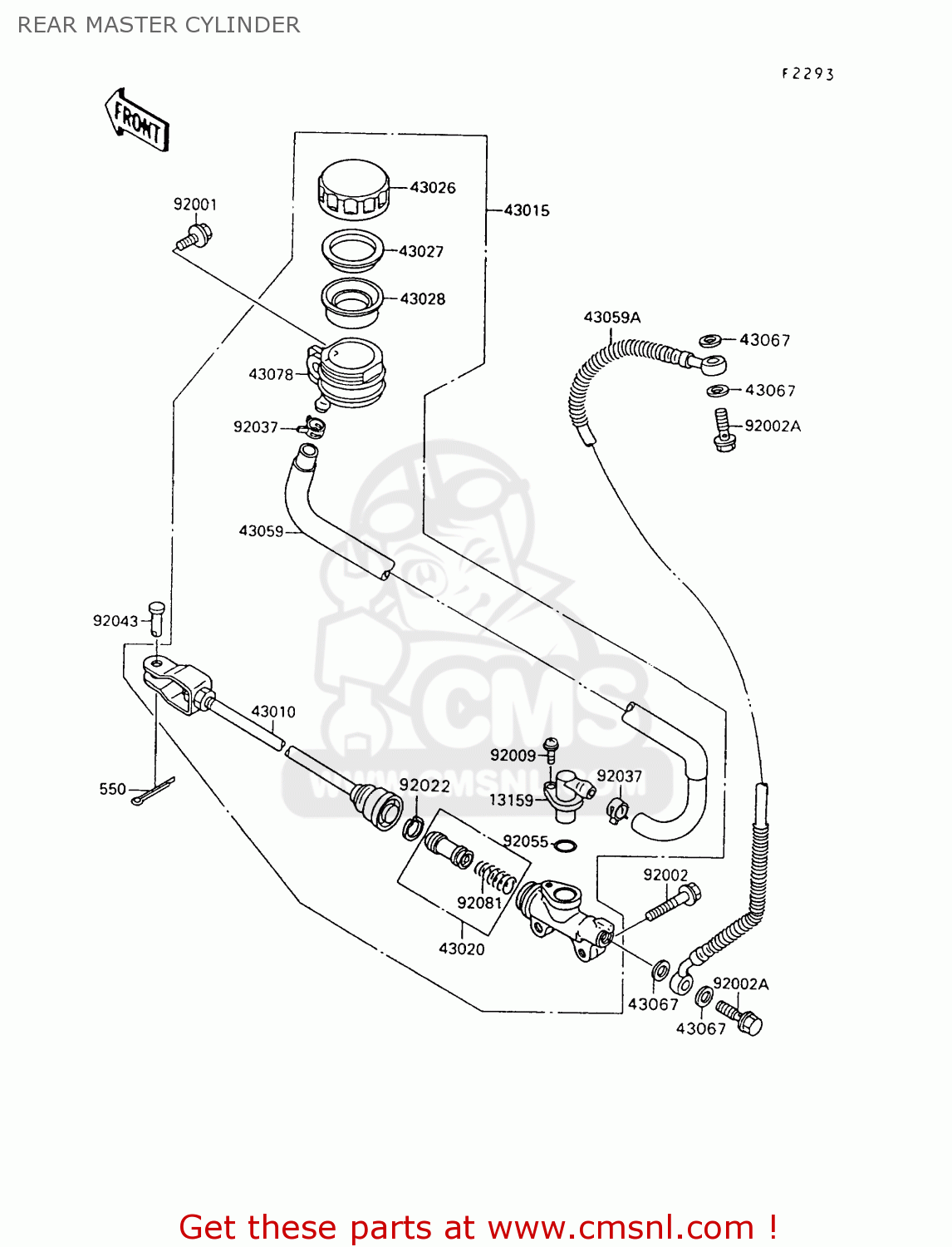 REAR MASTER CYLINDER VN1500A9 VULCAN 88 1995 USA CALIFORNIA CANADA