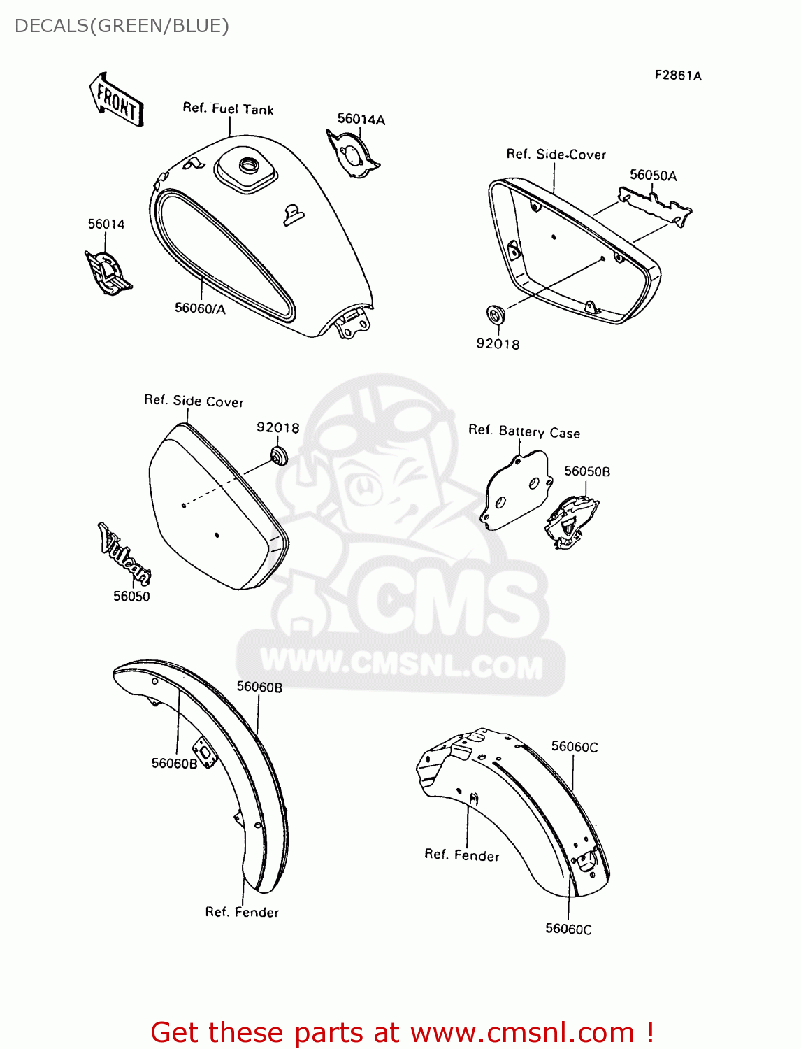 DECALS(GREEN/BLUE) VN1500A9 VULCAN 88 1995 USA CALIFORNIA CANADA