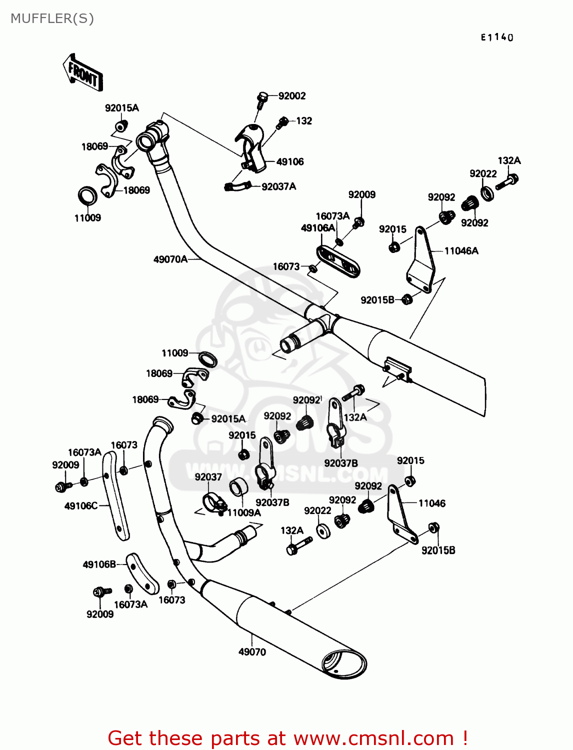 MUFFLER(S) VN1500B1 VN15SE 1987 USA CALIFORNIA