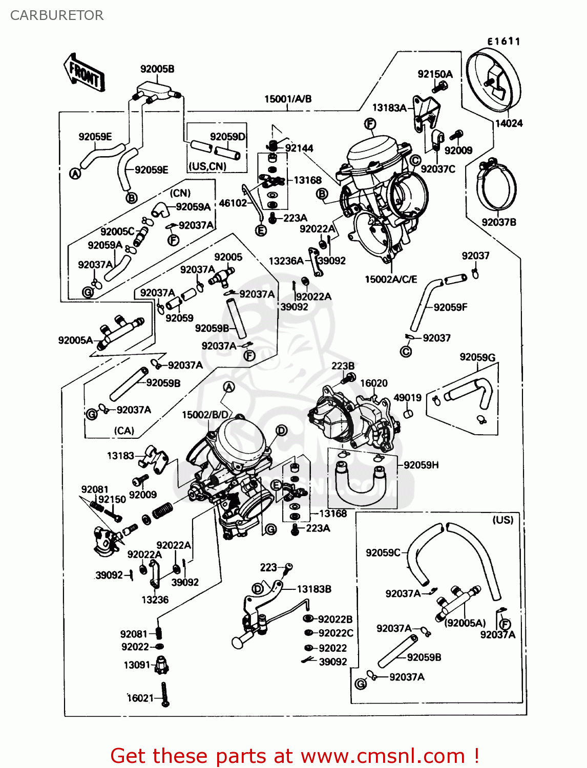 CARBURETOR VN1500B1 VN15SE 1987 USA CALIFORNIA