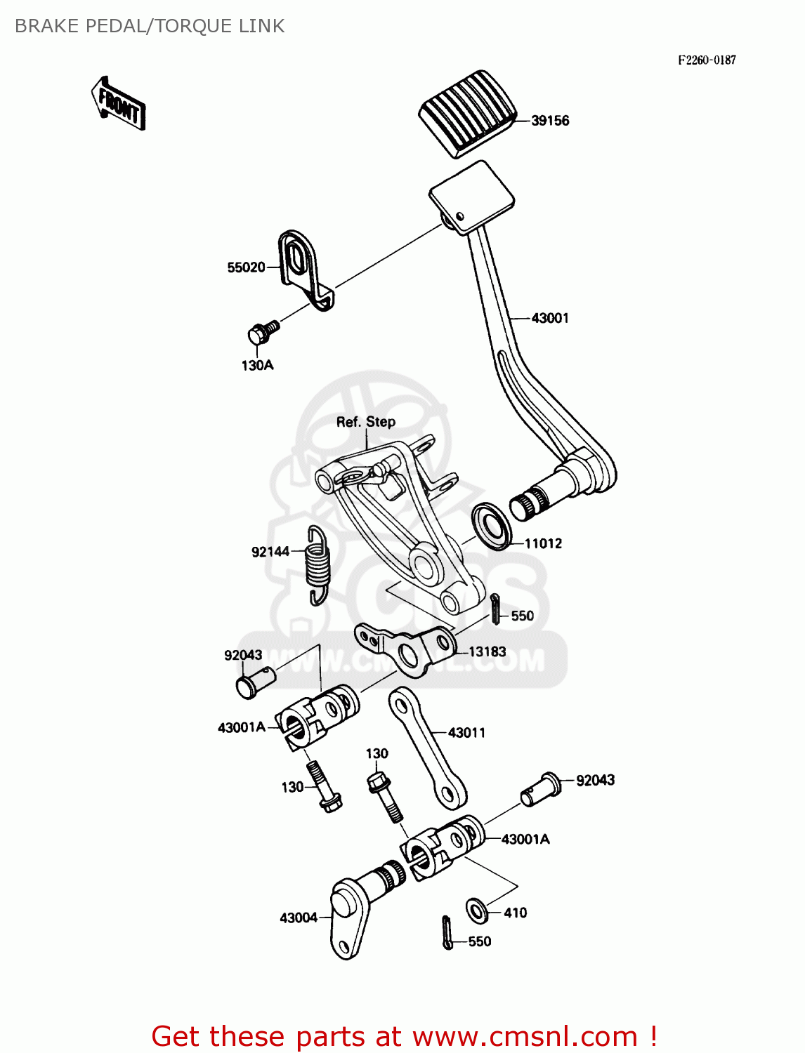 BRAKE PEDAL/TORQUE LINK VN1500B1 VN15SE 1987 USA CALIFORNIA