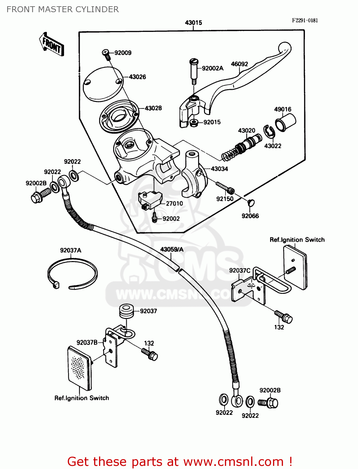 FRONT MASTER CYLINDER VN1500B1 VN15SE 1987 USA CALIFORNIA