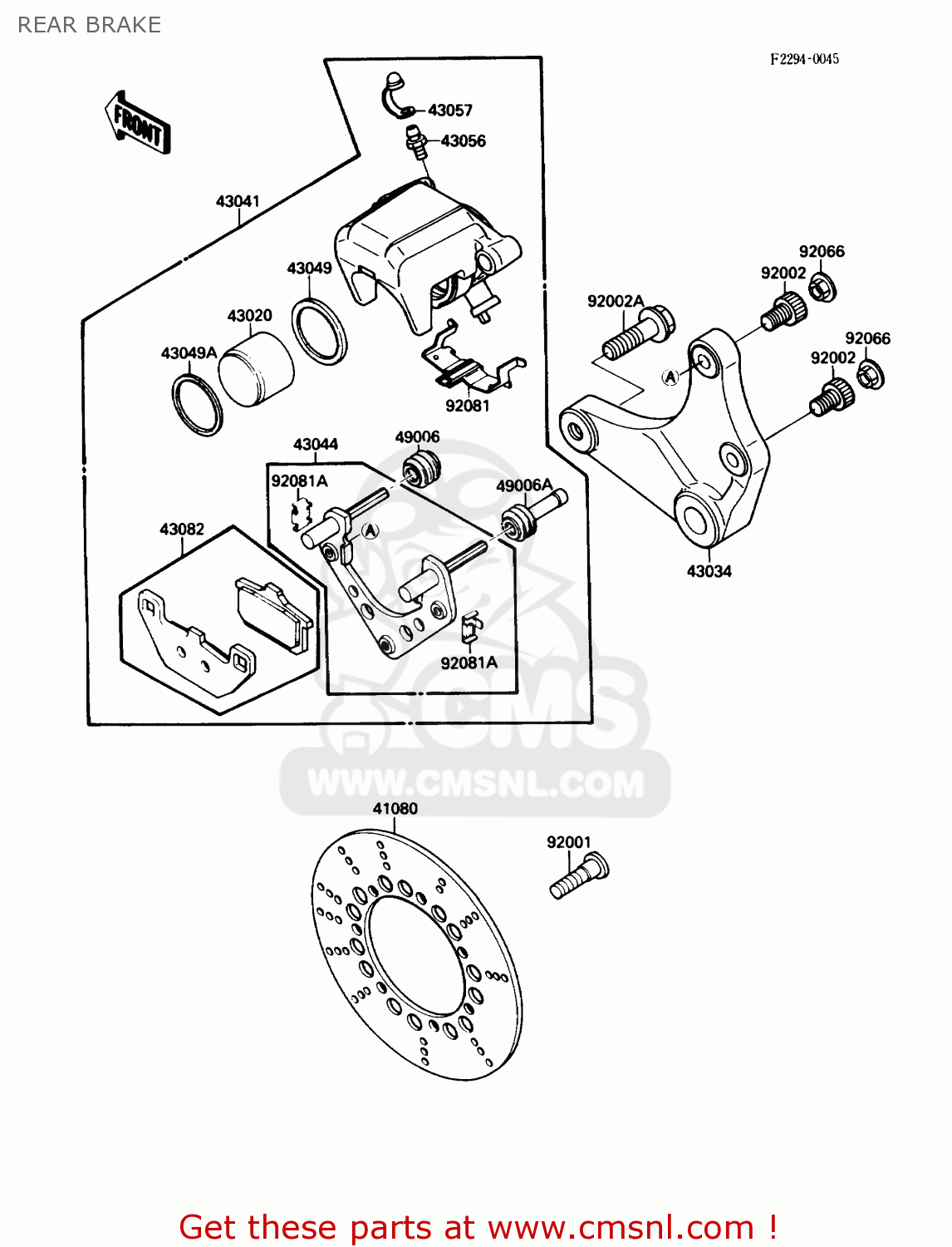 REAR BRAKE VN1500B1 VN15SE 1987 USA CALIFORNIA