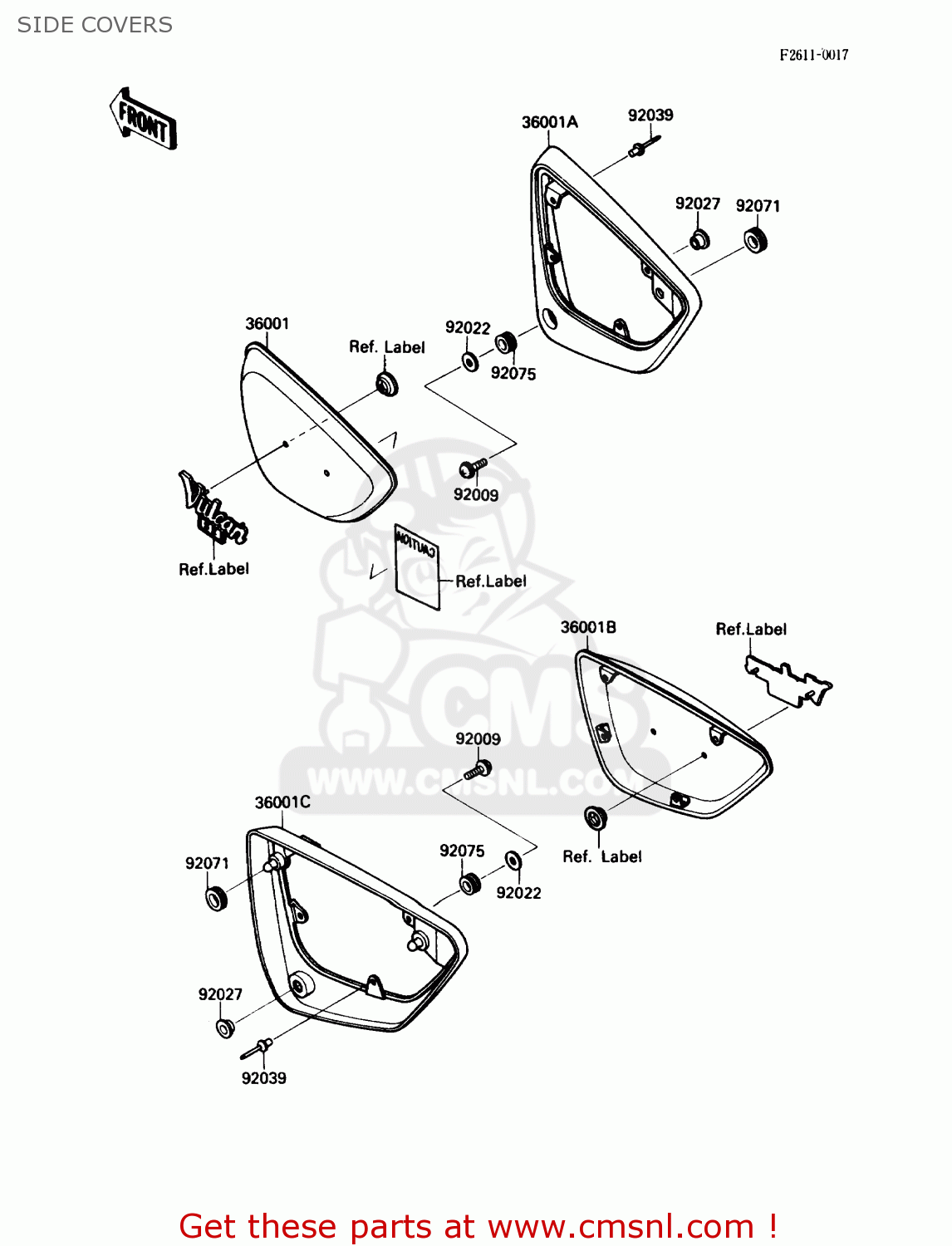 SIDE COVERS VN1500B1 VN15SE 1987 USA CALIFORNIA