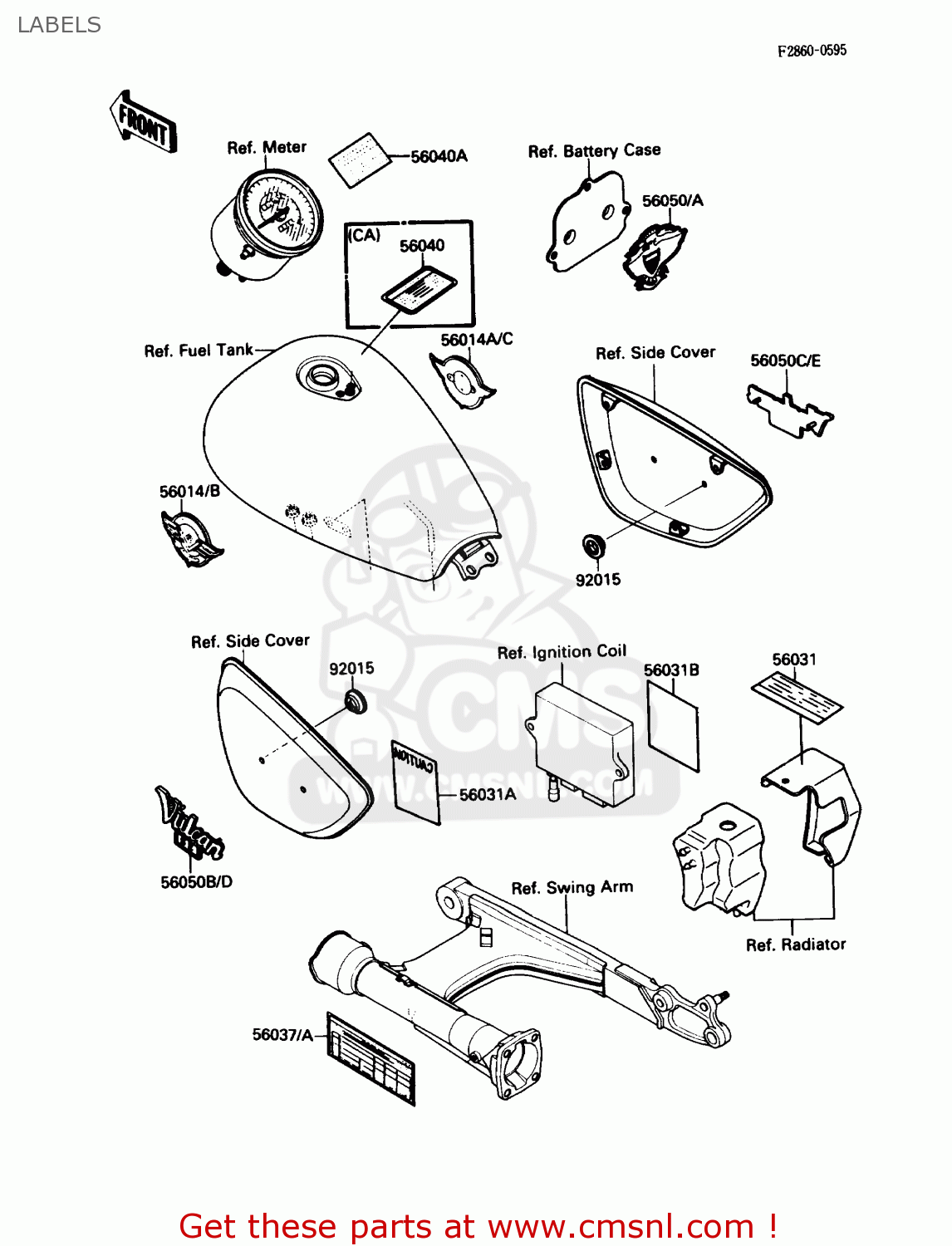 LABELS VN1500B1 VN15SE 1987 USA CALIFORNIA