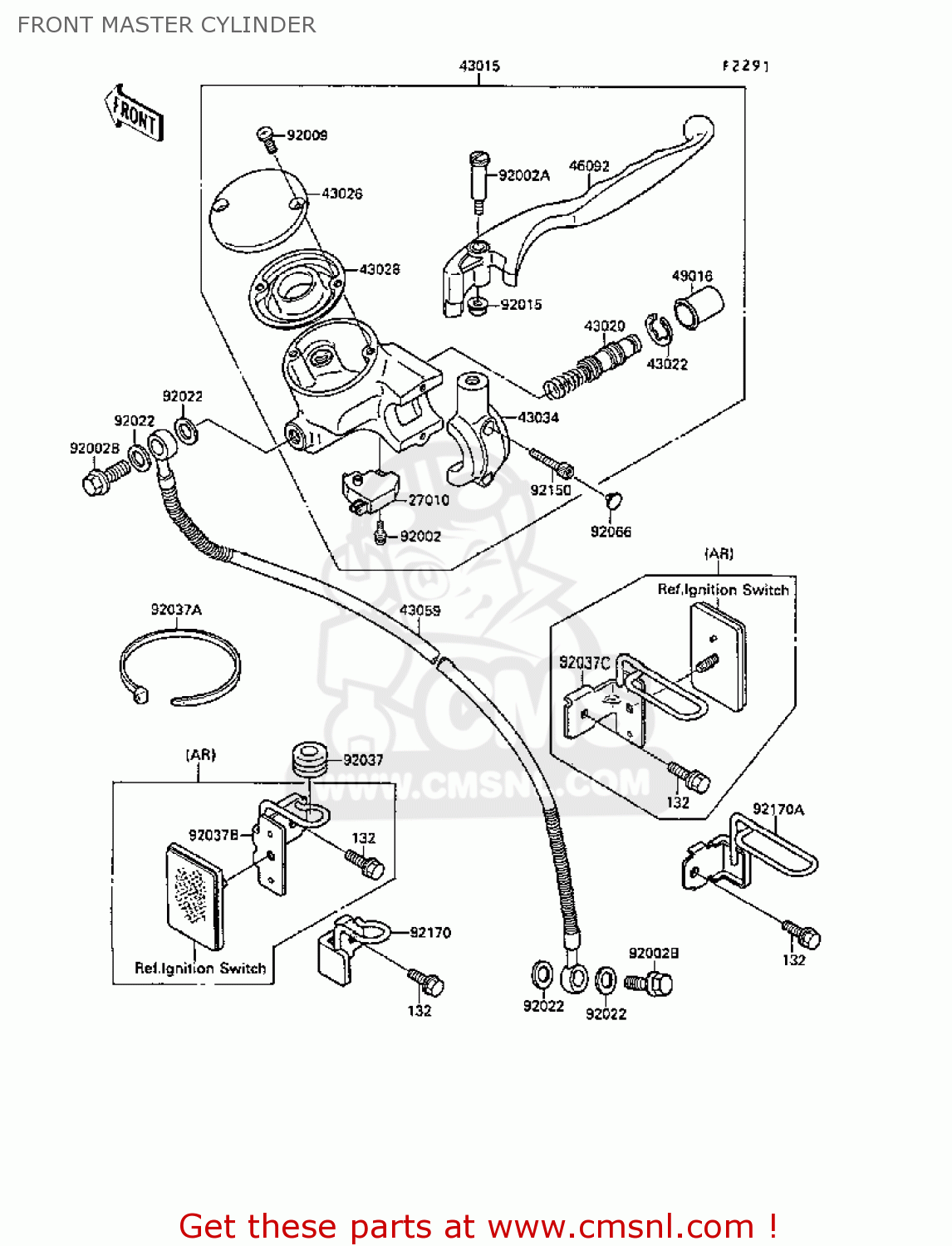 FRONT MASTER CYLINDER VN1500B2 VN15SE 1988 EUROPE UK AR FG NR ST