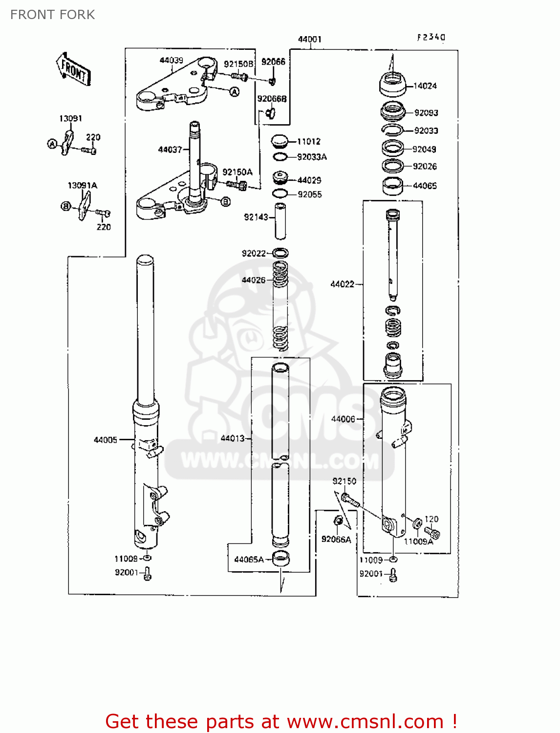 FRONT FORK VN1500B2 VN15SE 1988 EUROPE UK AR FG NR ST