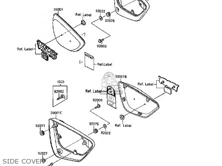 SIDE COVER - VN1500B2 VN15SE 1988 EUROPE UK AR FG NR ST