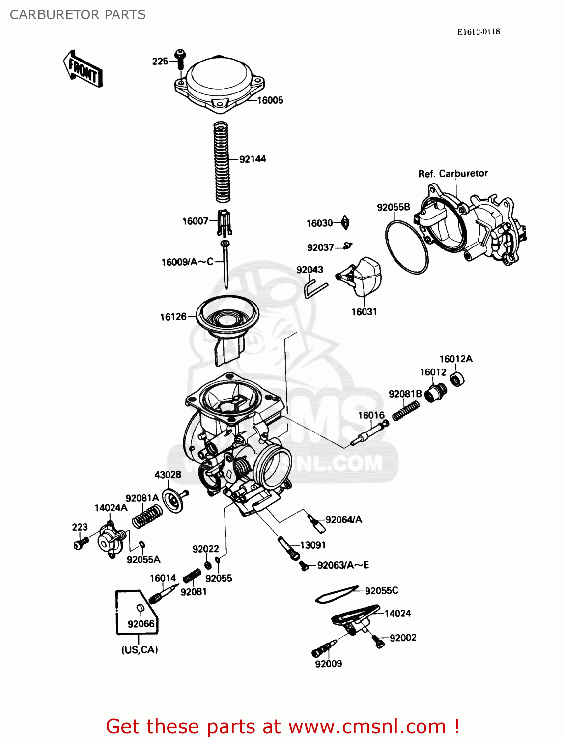 CARBURETOR PARTS VN1500B2 VN15SE 1988 USA CALIFORNIA CANADA